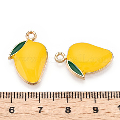 合金エナメルチャーム  カドミウムフリー＆鉛フリー  マンゴー  ライトゴールド  きいろ  21.5x14x3mm  穴：1.8mm&nbsp;ENAM-T011-02KC-RS