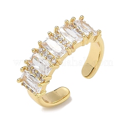 Brass Micro Pave Cubic Zirconia Cuff Open Rings for Women&nbsp;RJEW-L343-16G-04