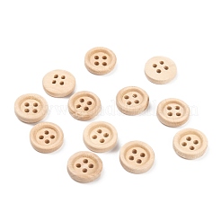 天然ラウンド4穴ボタン  ウッドボタン  小麦  直径約13mm  穴：1mm&nbsp;X-NNA0VFH