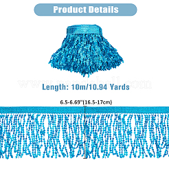 10mのパイレットタッセルリボントリム  洋服アクセサリー  シアン  6-1/2~6-3/4インチ（165~170mm）  約10.94ヤード（10m）/ pc&nbsp;OCOR-WH0078-162A