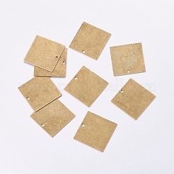 メタルタグ  真鍮タグブランクタグペンダント  正方形  アンティークブロンズ  20x20x0.5mm  穴：1mm&nbsp;KK-N0001-01AB