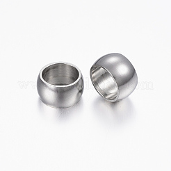 変色しにくい201ステンレススチールスペーサービーズ  リング  ステンレス鋼色  8x4.5mm  穴：6mm&nbsp;X-STAS-H376-42