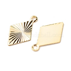 真鍮製チャーム  長持ちメッキ  カドミウムフリー＆鉛フリー  菱形  24KGP本金メッキ  13x8x0.2mm  穴：1.2mm&nbsp;KK-F831-026G-RS