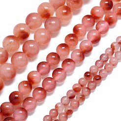 天然石マレーシアジェイドビーズ連売り  染め＆加熱  ラウンド  鮭色  10mm  穴：1.2mm  約38~40個/連  15.08''~15.16''（38.3~38.5センチメートル）&nbsp;G-B165-C01-10mm