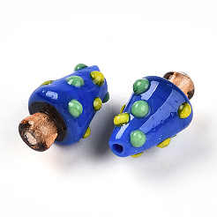 手作りのランプワークの凹凸のあるビーズ  クリスマスツリーのチャーム  ブルー  17.5~20x11~14.5mm  穴：1~1.6mm&nbsp;LAMP-T022-02A-02