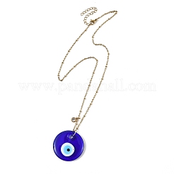 Handmade Lampwork Blue Evil Eye Pendant 304 Stainless Steel Satellite Chain Necklaces&nbsp;NJEW-JN06471
