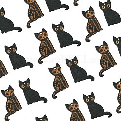 20 個 2 スタイルのハロウィーン彫刻木製ペンダント  猫のチャーム  ブラック  30.5x23.5x2mm  穴：1.6mm  10個/スタイル&nbsp;WOOD-CJ0001-73