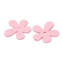 ウッドビッグサイズペンダントトップ  花  染め  ピンク  57x56x2mm  穴：2mm&nbsp;WOOD-P014-T07