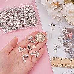 チベット風アロイペンダント100個  ちょう結びのチャーム  アンティークシルバー  22x17.5x4mm  穴：2.5mm&nbsp;FIND-ME0001-02AS