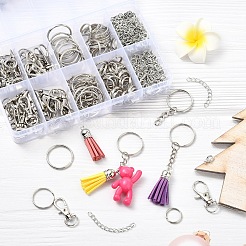 DIY キーホルダー ジュエリー作り ファインディングキット  合金スイベルカニカンを含む  ツイストチェーンとスプリットキーリング付きの鉄製の端  混合図形  30.5x11mm  穴：10x5mm  24pc&nbsp;DIY-YW0012-02