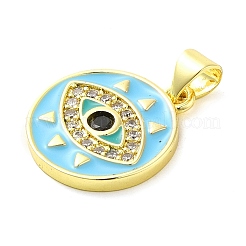 Golden Brass Clear Cubic Zirconia Pendants&nbsp;KK-A198-11G-02