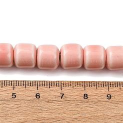手作りの陶器ビーズ  光沢釉の磁器  バレル  ピンク  10x10mm  穴：3mm  約40個/連  14.96''（38センチメートル）&nbsp;PR-CBADDC8-01H