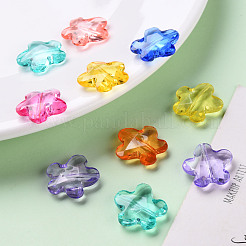 透明なアクリルビーズ  多面カット  花  ミックスカラー  18.5x18.5x5.5mm  穴：1.2mm  約470個/500g&nbsp;TACR-S154-32B
