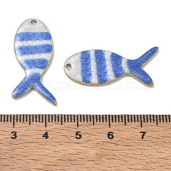 304ステンレススチール、エナメルペンダント  魚のチャーム  イオンプレーティング（ip）  18KGP本金メッキ  ブルー  29x13x2mm  穴：1.5mm&nbsp;SA-CBAF3AB-09G-03
