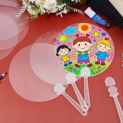 透明PVCハンドヘルドファン15個  空白の絵画ファン  子供のための diy 工芸品  ラウンド  255x170x3mm  ファン：170x170x0.5&nbsp;DIY-HS0002-26