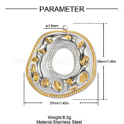 304ステンレスペンダント  ドーナツチャーム  ゴールデン·ステンレス鋼色  38x37mm  穴：1.8mm&nbsp;STAS-OY018-22G