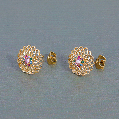Hollow Flower Brass Stud Earrings&nbsp;OZ6343