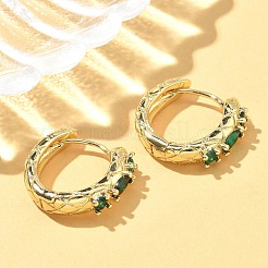 Brass Micro Pave Cubic Zirconia Hoop Earrings&nbsp;EJEW-A132-18G