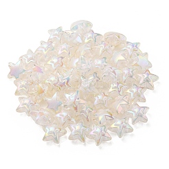 UVメッキレインボー虹色透明アクリルビーズ  ツートン  スター  ホワイトスモーク  15.5~16x16.5x9.5mm  穴：2.6mm&nbsp;OACR-C007-06C