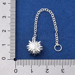 チェーン付きスターリングシルバーエンド925個  太陽  銀  70x10mm  穴：3.5mm&nbsp;STER-S010-04B-S