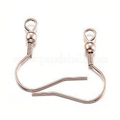 イオンプレーティング(IP) 304 ステンレススチール ピアスフック  水平ループ付き  ローズゴールド  20x19mm  穴：2mm  20ゲージ  ピン：0.8mm&nbsp;LS-STAS-D167-61RG