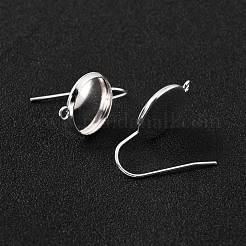 304ステンレススチールピアスフック  垂直ループ付き  フラットラウンド  925銀メッキ  25.5x14x2mm  穴：1.8mm  トレイ：12mm  20ゲージ  ピン：0.8mm&nbsp;STAS-F271-01C-S
