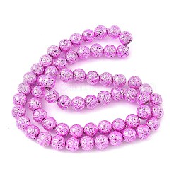 Electroplated Natural Lava Rock Beads Strands&nbsp;G-A263-A02-01