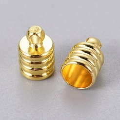 真鍮製コードエンドパーツ  ゴールドカラー  9x6mm  穴：1.5mm  内径：4.5mm&nbsp;X-KK-D218-9x6-G