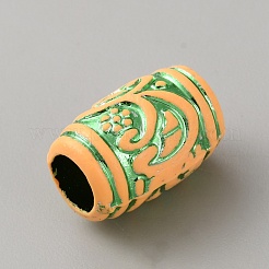 レジンヨーロピアンビーズ  花柄バレル大穴ビーズ  薄緑  15x11mm  穴：6mm&nbsp;RESI-WH20010-19H
