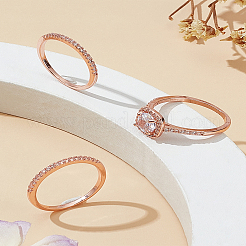 3Pcs Brass Micro Pave Cubic Zirconia Rings for Women&nbsp;RJEW-LP0001-22