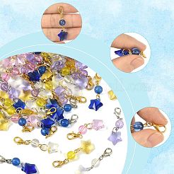 50Pcs Glass & Acrylic Star Pendant Decorations&nbsp;HJEW-FS00046