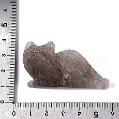 天然スモーキークォーツ彫刻の猫の置物  ホームオフィスのデスクトップ装飾用オーナメント  27~31x51~56x24~31mm&nbsp;G-Q615-04B