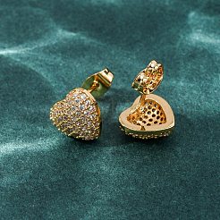 Brass Micro Pave Cubic Zirconia Stud Earrings&nbsp;EJEW-F418-08G