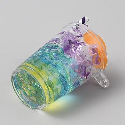透明なアクリルパーツ  暗闇で光る  フルーツドリンク  ミディアム蘭  40x32.5x53~64mm  穴：2.5mm&nbsp;LS-OACR-WH20007-01C-13