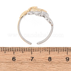 女性用304ステンレススチールオープンカフリング  黄金＆ステンレススチール  花  26mm  内径：18mm&nbsp;RJEW-K321-03E