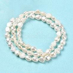 天然養殖淡水パールビーズ連売り  グレードAAA  研磨両側  貝殻色  5.5~6.5x4~5mm  穴：0.5mm  約62個/連  14.17~14.37''（36~36.5センチメートル）&nbsp;PEAR-E016-111