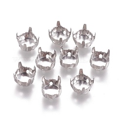 変色しない316サージカルステンレススチール製縫い付け式プロングセッティング  先のとがったラインストーンの爪のセッティング  ステンレス鋼色  トレイ：6mm  6x6x5mm  穴：0.8mm&nbsp;X-STAS-E470-01A-P