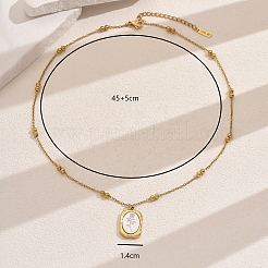 Stainless Steel Vintage Rectangle with Rose Flower Pendant Necklaces for Women&nbsp;NY6515