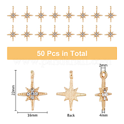 合金ラインストーンペンダント50個。  スターのチャーム  ライトゴールド  22x16x4mm  穴：2mm&nbsp;FIND-DC0003-74