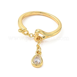 Brass Micro Pave Cubic Zirconia Finger Rings&nbsp;RJEW-H258-11G