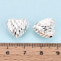 925スターリングシルバービーズ  ハート  テクスチャ  銀  14x14x6.5mm  穴：1.5~1.8mm&nbsp;STER-N017-26S