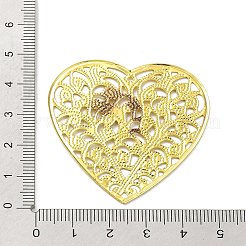 ラックメッキ鉄フィリグリーペンダント  ハートチャーム  ゴールドカラー  46x45.5x0.6mm  穴：1.4mm&nbsp;IFIN-Q134-04G
