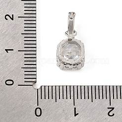 真鍮製マイクロペーブクリアキュービックジルコニアの留め金  正方形  プラチナ  16x8x6mm  穴：4x6mm&nbsp;KK-C075-49P