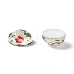 オペーク樹脂カボション  花と水の波紋のある半円形  ミックスカラー  16x16x7mm&nbsp;RESI-H140-05