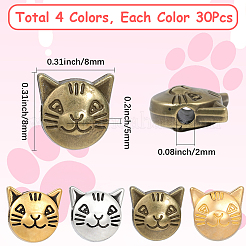 120Pcs 4 Colors Tibetan Style Alloy Kitten Beads&nbsp;TIBEP-PA0001-02