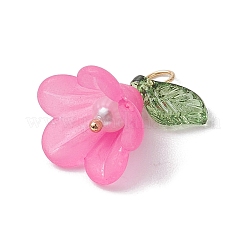 アクリルパーツ  ガラスと真鍮パーツ  花のチャーム  ミックスカラー  11x14x14mm  穴：3x4mm&nbsp;PALLOY-TA00145