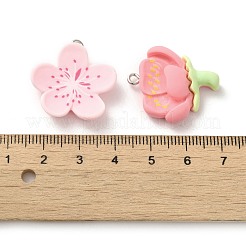 Opaque Resin Peach Blossom Pendants&nbsp;RESI-G093-02