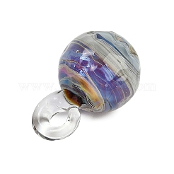 手作りランプワークペンダント  ラウンド  スレートブルー  27.5~28.5x17.5~18mm  穴：4.5~5mm&nbsp;LAMP-Q005-07B
