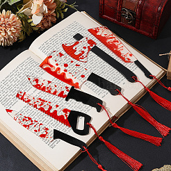 6Pcs 6 Styles Blood Acrylic Bookmarks with Tassel&nbsp;AJEW-CP0009-56