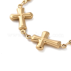 Stainless Steel Cross Link Chain Bracelets for Women&nbsp;BJEW-Z076-01G